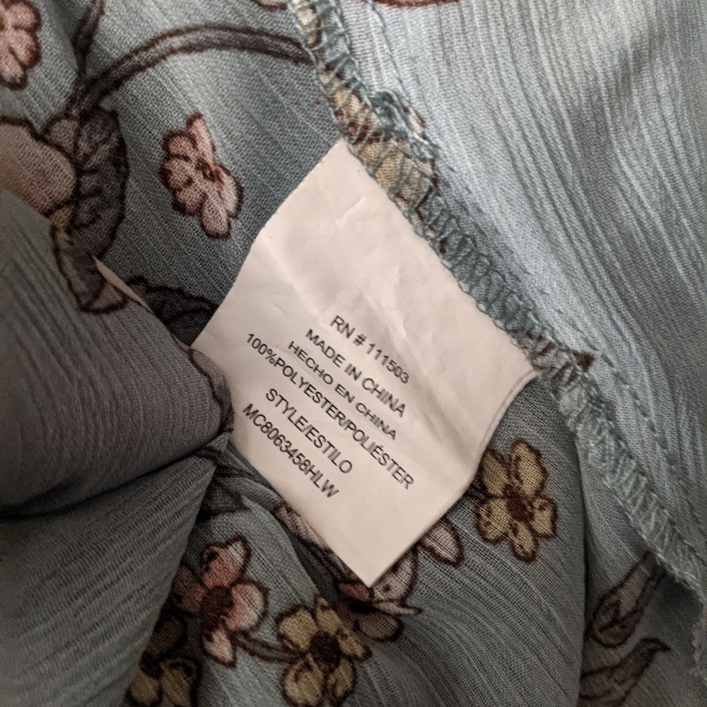 Lily White Teal Blue Floral Kimono Sheer Beach Cover Up S - Picture 3 of 4